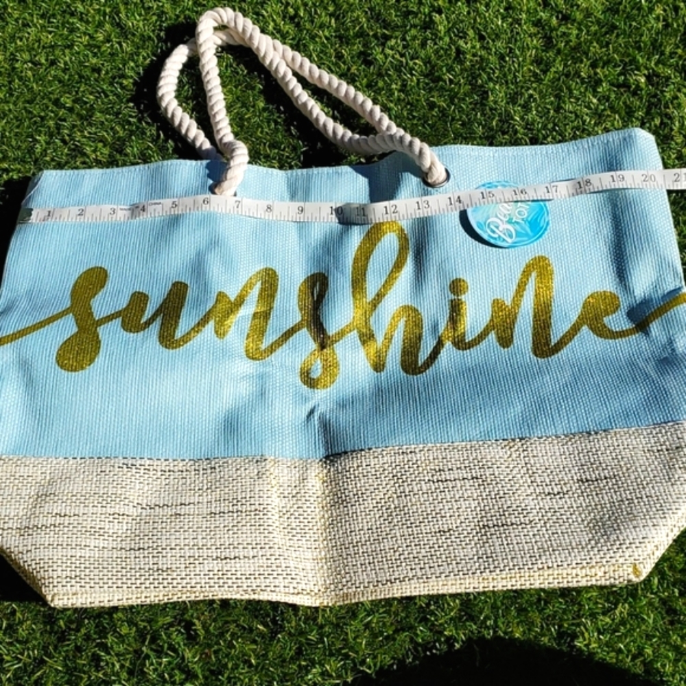 NWT Beach Bag Baby Blue and Gold